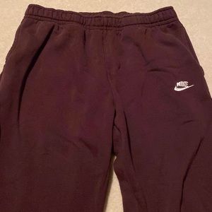 Nike burgundy joggers with drawstring - large